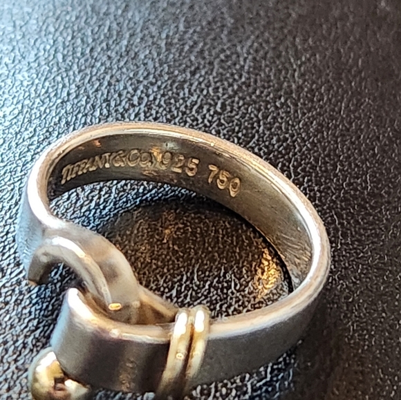 Auth TIFFANY & Co. Hook & Eye Ring In 925 Silver And 18K Gold - Picture 13 of 14